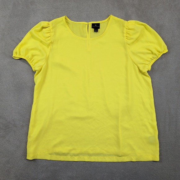 Worthington Modern Puff Sleeve Blouse Large Yellow Office Business Casual Top — photo 2